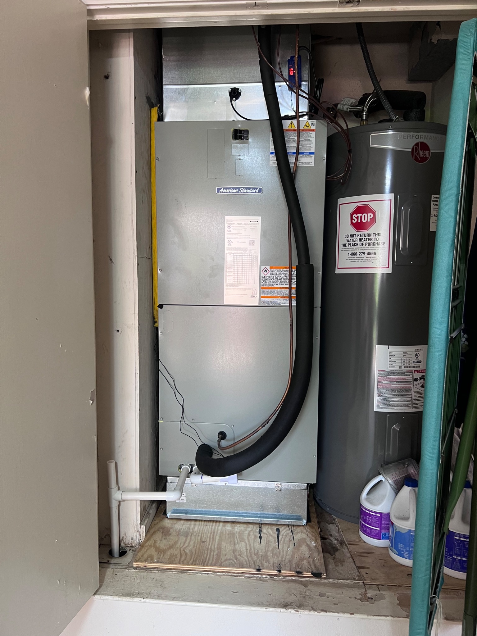 Indoor air handler installation in utility closet